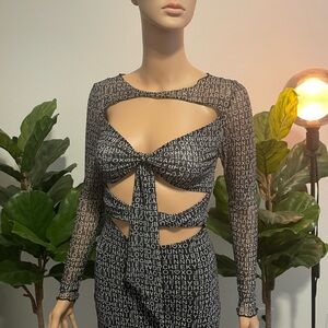 Chic Black and White Cutout Dress